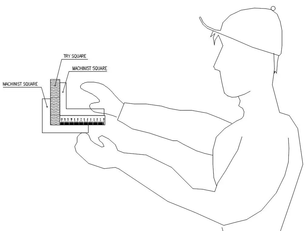 Checking the try square using machinist square