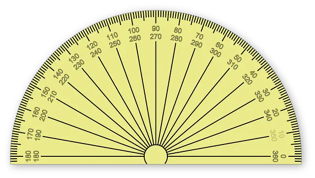 yellow half-disk protractor